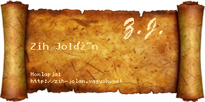 Zih Jolán névjegykártya